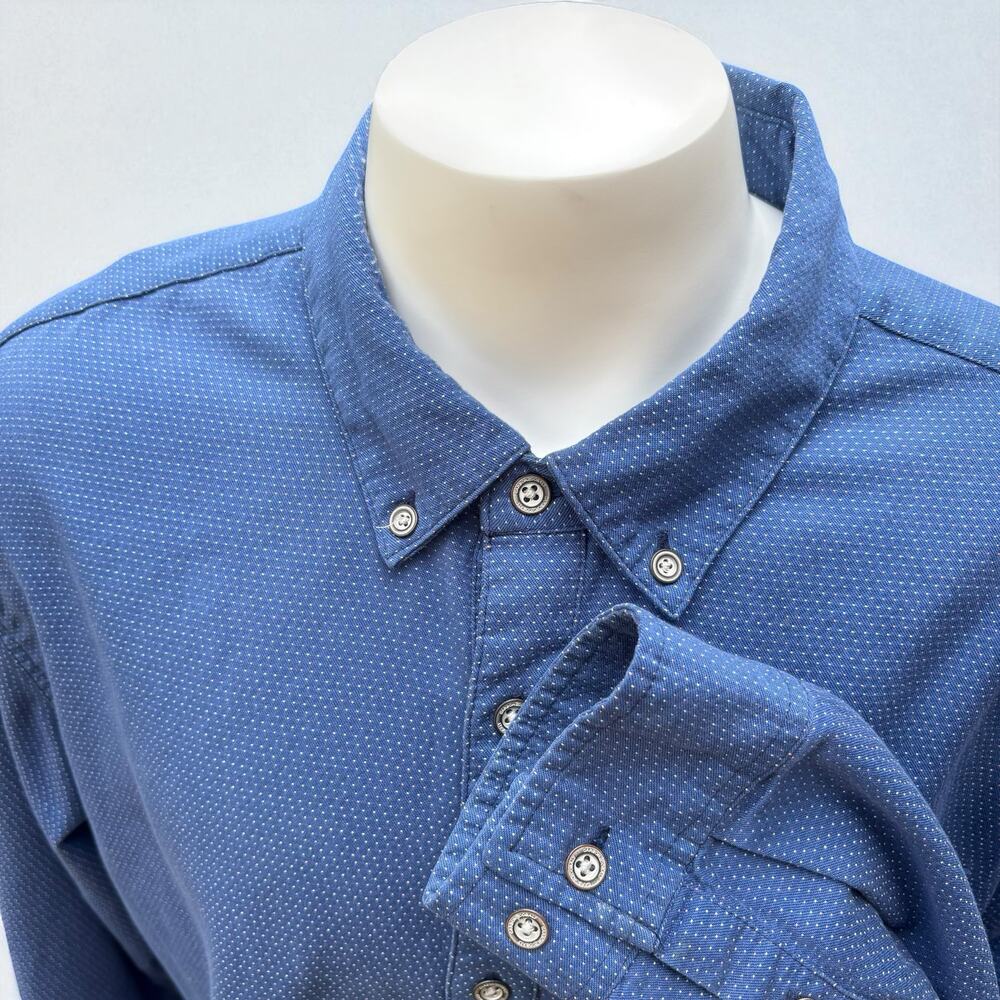 Carbon 2 Cobalt Blue Shirt Sz‎ XL Pointillism Button Up Casual Classic